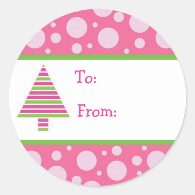 Sticker Rond Balise cadeau de Noël pour fille (Devant)