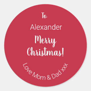 Sticker Rond Balise cadeau de Noël Rouge mignonne de maman et p