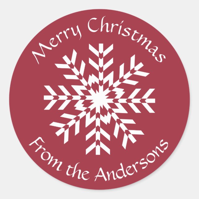 Sticker Rond Balise cadeau de Noël Snowflake de votre famille (Devant)