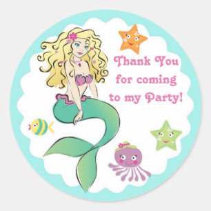 Sticker Rond Balise cadeau de petite sirène