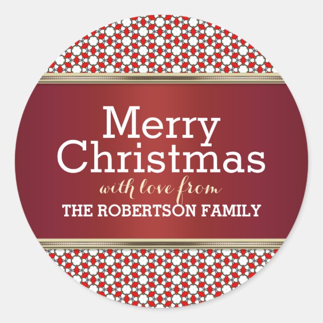 Sticker Rond Balise cadeau Motif blanc rouge (Devant)