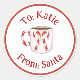 Sticker Rond Balise cadeau personnalisé de Noël Sucre de canne 