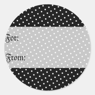 Sticker Rond Balise cadeau Pois noir et blanc