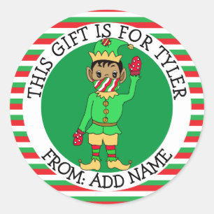 Sticker Rond Balise Cadeau Pour et De Ethnic Elf Balises Cadeau