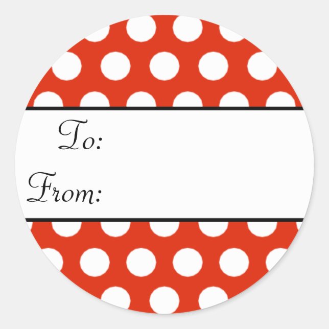 Sticker Rond Balise cadeau Red Polka (Devant)