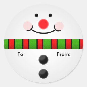 Sticker Rond Balise cadeau Snowman