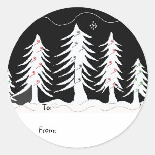 Sticker Rond Balise Cadeaux de Noël en noir et blanc