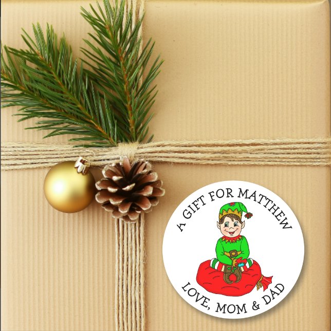 Sticker Rond Balise de cadeau pour le petit elfe (Créateur téléchargé)