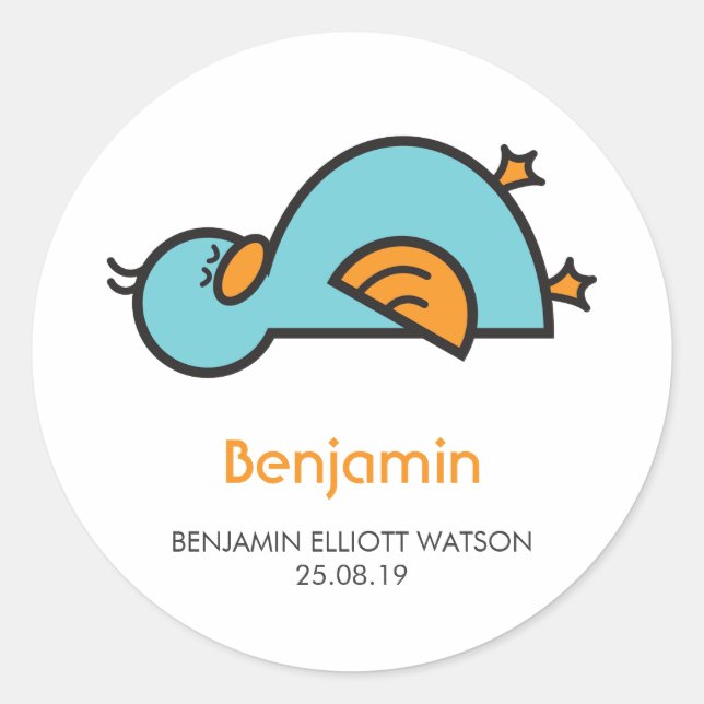 Sticker Rond Balise de dessin mignonne Canard nouveau bébé (Devant)