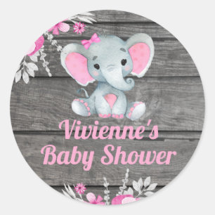 Sticker Rond Balise de Merci d'autocollant rose éléphant rustiq