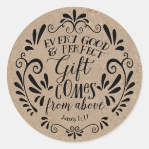 Sticker Rond Balise de préférence de Baby shower rustique, Scri