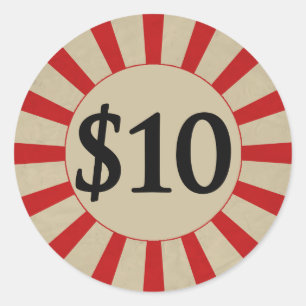 Sticker Rond Balise de prix rond brillant de 10 $ (dollar)
