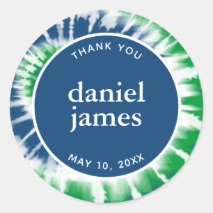 Sticker Rond Balise de teinture Bleu et Vert Tie Bar Mitzvah Fa