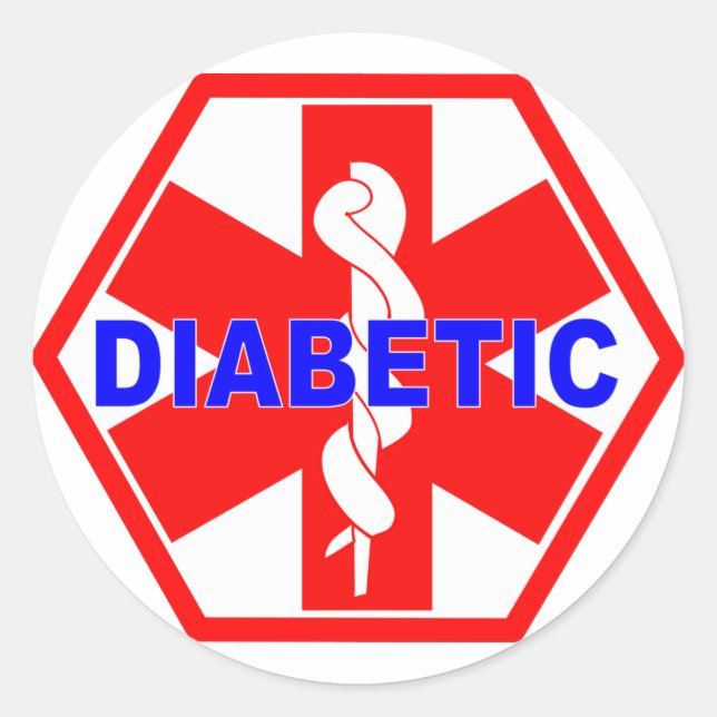 STICKER ROND BALISE D'ID MÉDICALE DIABÉTIQUE (Devant)