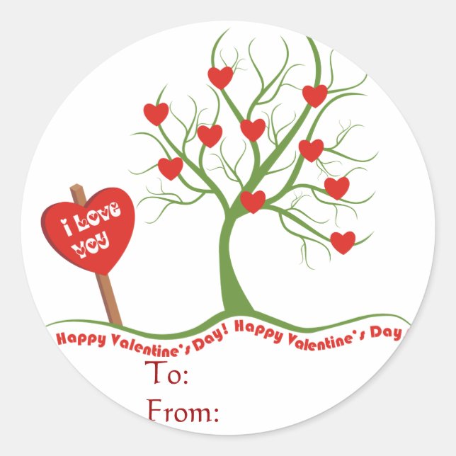 Sticker Rond Balise Heureuse Sainte-Valentin Sticker-Gift (Devant)