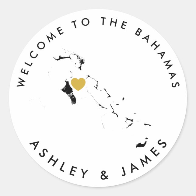 Sticker Rond Balise Mariage de bienvenue des Bahamas, noir (Devant)