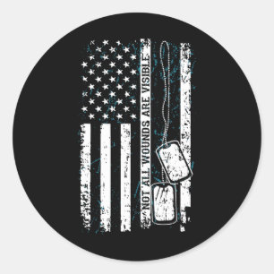 Sticker Rond Balise militaire visible de toutes les blessures D