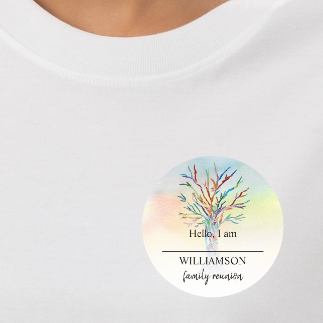 Sticker Rond Balise Nom de la famille de l'arbre généalogique (Créateur téléchargé)