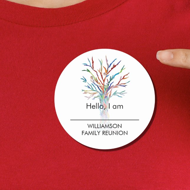 Sticker Rond Balise Nom de l'arbre généalogique de la famille d (Créateur téléchargé)