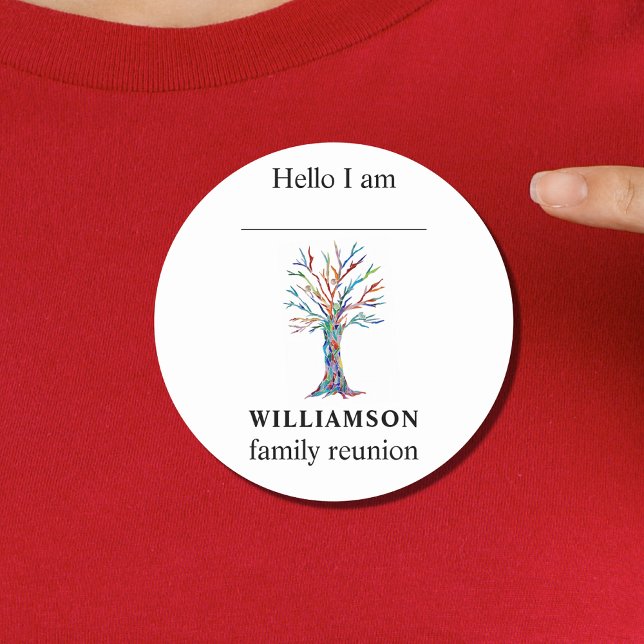 Sticker Rond Balise Nom de l'arbre généalogique de la famille d (Créateur téléchargé)