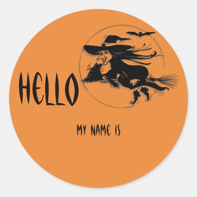 Sticker Rond Balise Nom Halloween (Devant)