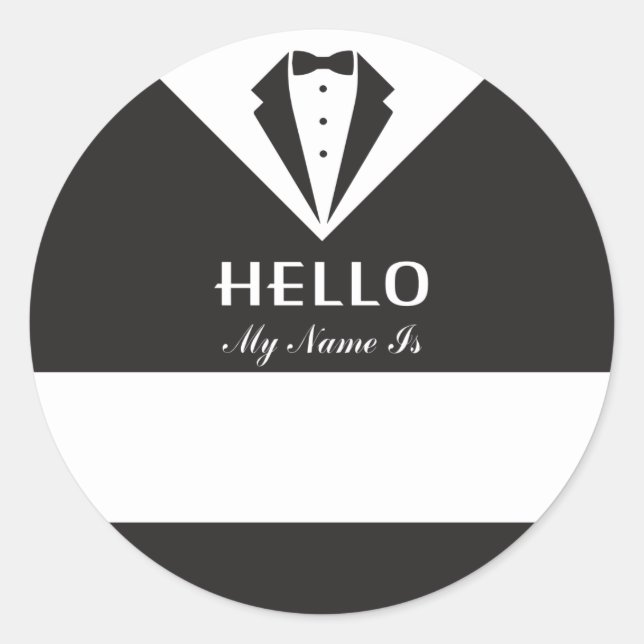 Sticker Rond Balise officielle de nom Hello noir et blanc (Devant)