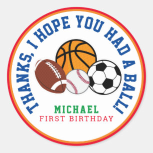 Sticker Rond Balise Rec Sport All Star Party Merci Favoriser