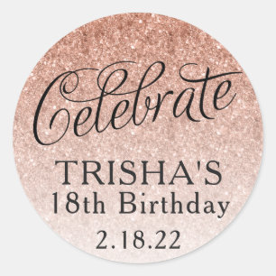 Sticker Rond Balise rose Gold Parties scintillant Celebrate Fav