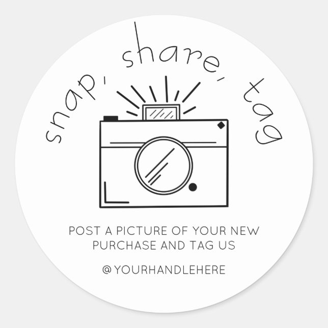 Sticker Rond Balise Snap Share Simple Caméra Social Media Busin (Devant)