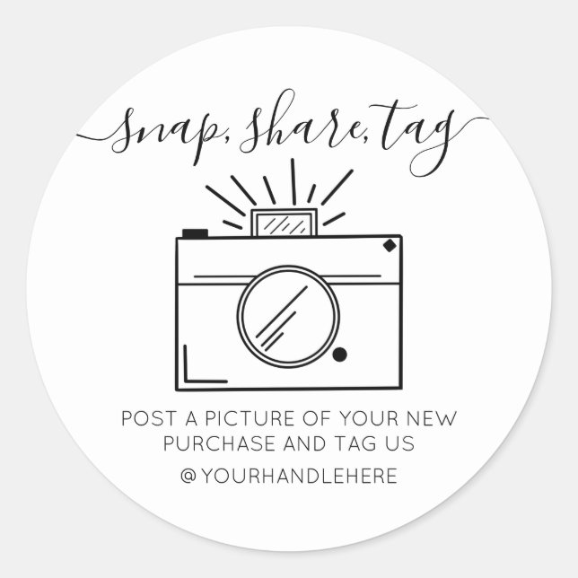 Sticker Rond Balise Snap Share Simple Caméra Social Media Busin (Devant)