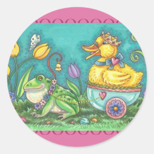 STICKER ROND BALISERIES DE PÂQUES DE BROG ET DE DUCK PRINCE