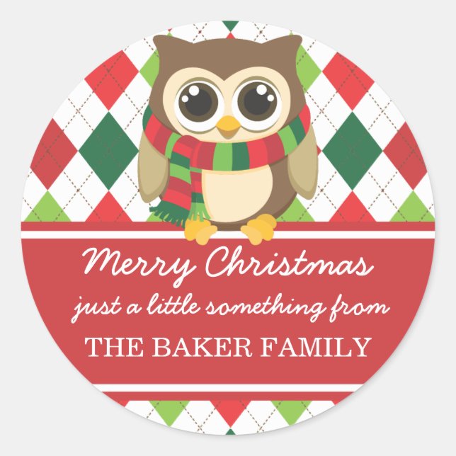 Sticker Rond Balises cadeaux de Noël de Little Owl (Devant)