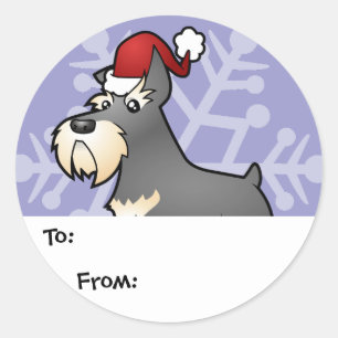 Sticker Rond Balises cadeaux de Noël Schnauzer