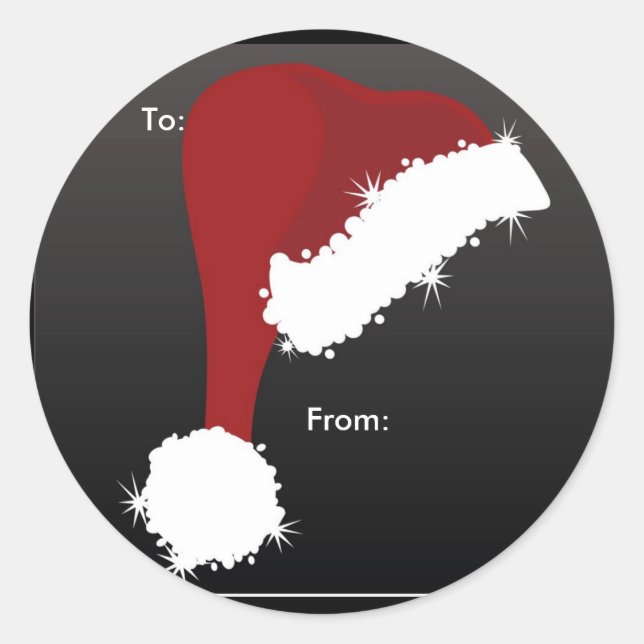 Sticker Rond Balises cadeaux de Santa Hat (Devant)