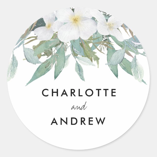 Sticker Rond Balises cadeaux d'eucalyptus simples et élégantes (Devant)