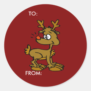 Sticker Rond Balises cadeaux Reindeer