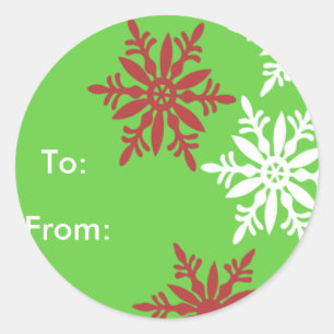 Sticker Rond Balises cadeaux rouges, blancs et verts
