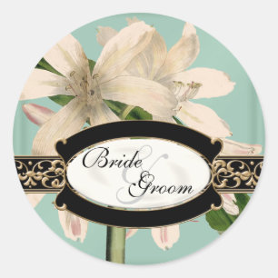 Sticker Rond Balises-cadeaux Vintages Lily Gold Formal Favft