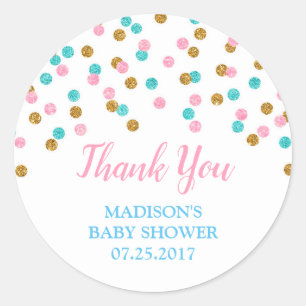 Sticker Rond Balises de Baby shower favorites des points d'or b