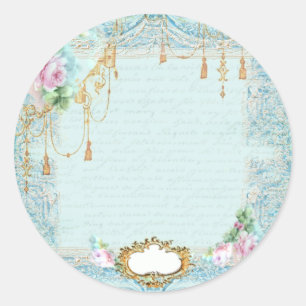 Sticker Rond Balises de dentelle et de rose