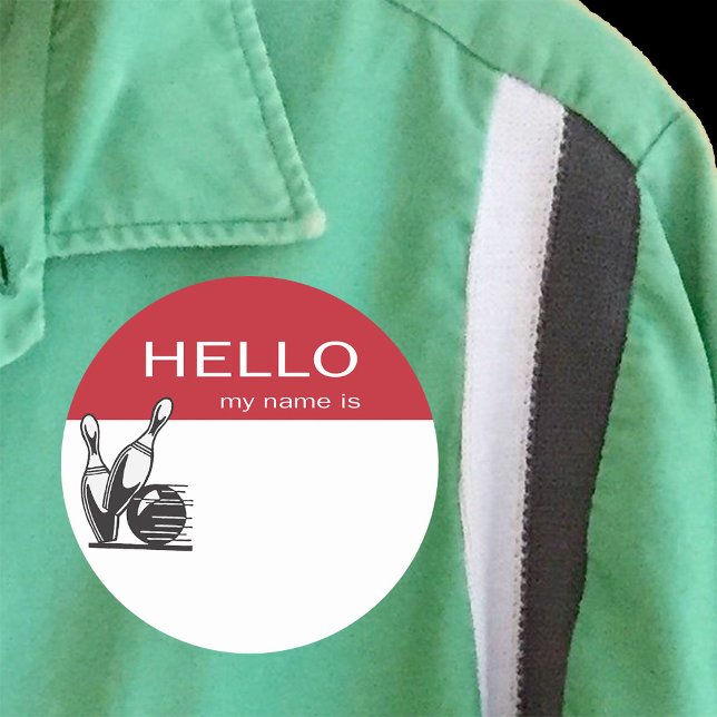 Sticker Rond Balises du nom du bonjour de l'événement Bowling (Créateur téléchargé)