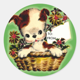 Sticker Rond Balises-étiquettes de cadeau de marionnettes adora