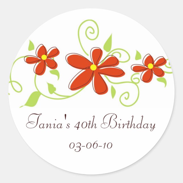 Sticker Rond Balises Fleur Rouge Favoriser (Devant)