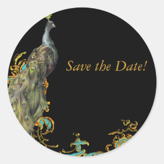 Sticker Rond Balises Peacock & Gold Filigree