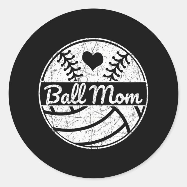 Sticker Rond Ball Maman Demi-Baseball Softball Demi-Volley (Devant)