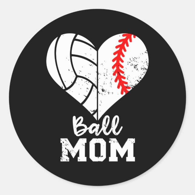 Sticker Rond Ball Maman He Baseball Volleyball Maman (Devant)
