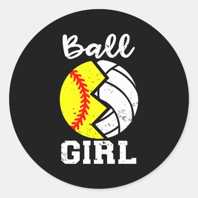 Sticker Rond Ball Softball Volleball (Devant)