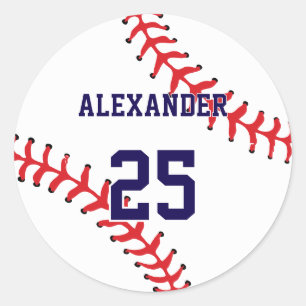 Sticker Rond Balle de baseball   Nom et numéro