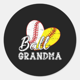 Sticker Rond Balle De Baseball Softball Ball He Grand-Mère Fête