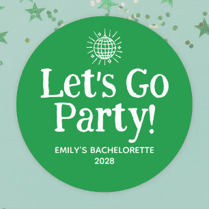 Sticker Rond Balle de disco à doodle vert pour enterrement de v